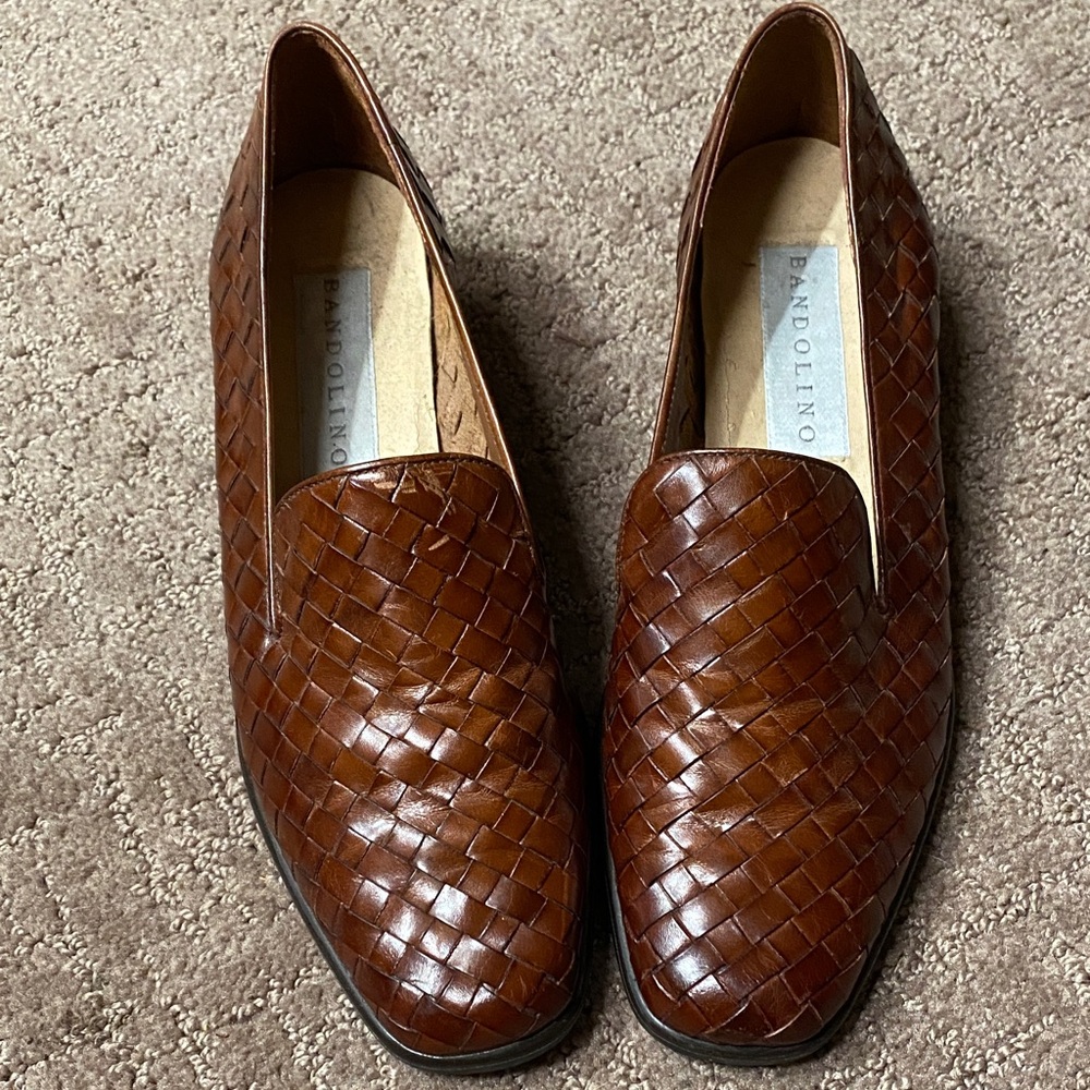 Bandolino Women’s Woven Leather Loafers in Rich Brown Luxury 7.5-8 - Picture 3 of 13